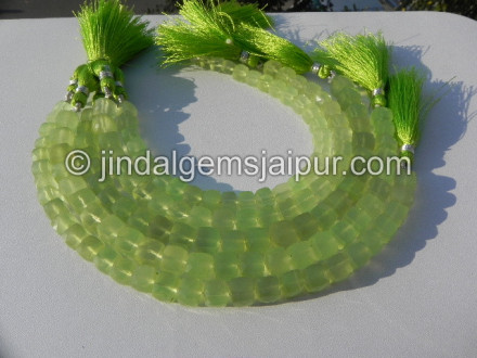 Apple Green Chalcedony Faceted Cube Shape Beads